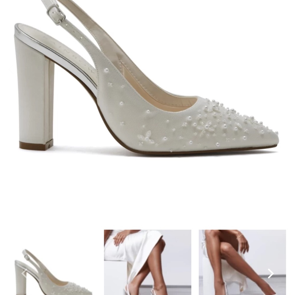 Elegant Pearl-Embellished Cream Slingback Heels